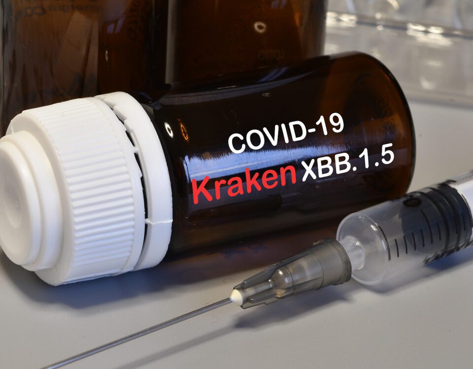 Syringe With Covid-19 Vaccine Against The Kraken Variant. Fight